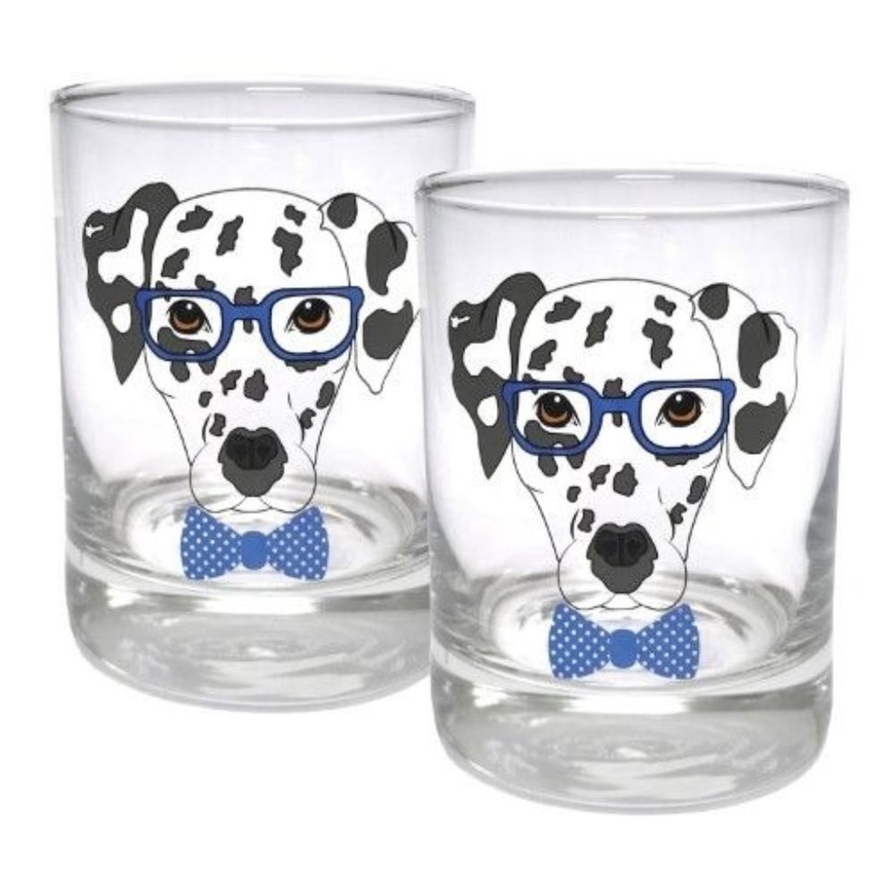 Circleware Dalmatian Weighted Bottom Glasses - Double Old Fashioned Glassware, 1